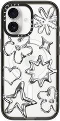 CASETiFY Impact iPhone 17 Case [Slim/Compatible with Magsafe / 8.2 ft. 4X Military Grade Drop Protection] - Chrome Doodles - Clear Black