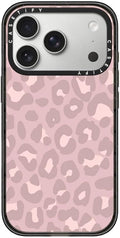 CASETiFY Impact iPhone 17 Pro Case [Slim/Compatible with Magsafe / 8.2 ft. 4X Military Grade Drop Protection] - Dusty Pink Leopard - Pale Petal - Clear Black