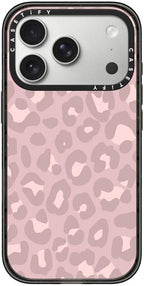 CASETiFY Impact iPhone 17 Pro Case [Slim/Compatible with Magsafe / 8.2 ft. 4X Military Grade Drop Protection] - Dusty Pink Leopard - Pale Petal - Clear Black