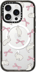 CASETiFY Impact Case for iPhone 16 Pro [Slim / 8.2 ft. 4X Military Grade Drop Protection/Compatible with Magsafe] - Rabbit Ribbon - Clear Black