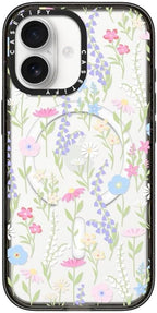 CASETiFY Impact iPhone 17 Case [Slim/Compatible with Magsafe / 8.2 ft. 4X Military Grade Drop Protection] - Pink Pastel Cute Floral - Clear Black