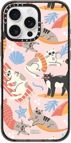 CASETiFY Impact Case for iPhone 16 Pro Max [8.2ft 4X Military Grade Drop Protection/Compatible with Magsafe] - Cozy Cats - Clear Black