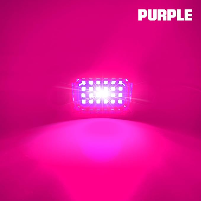 4 Pods Purple Rock Lights 24 LEDs Chips Waterproof Neon Trail Rig Lamp Underglow Light for Car Truck Motorcycle SUV ATV UTV
