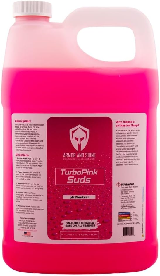 TurboPink Car Wash Soap – High-Foaming Vehicle Cleaning Shampoo for Exterior Use (1 Gallon)