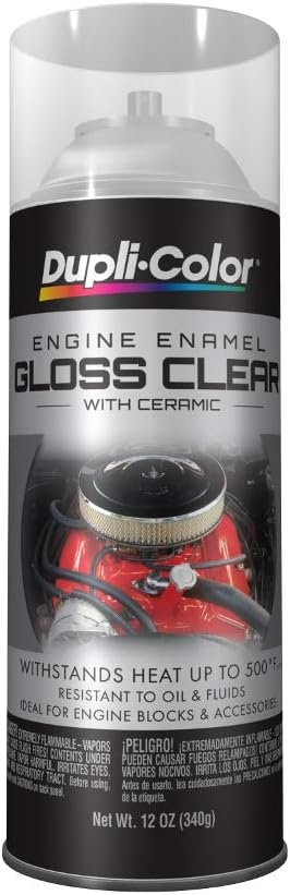 Dupli-Color DE1636-6 PK Engine Enamel Spray Paint with Ceramic - Clear - 12 oz Aerosol Can Pack of 6