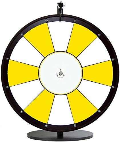 Dual and Triple Color Tabletop Dry Erase Prize Wheel – 24 Inch Desktop Spinning Wheel, Durable Wood, Balanced for Fair Odds, Trade Show Booth Raffle, Fundraiser, Baby Shower(Yellow, 24")