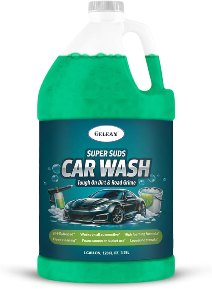 Car Wash Soap – Super Suds High Foaming- Deep Cleaning | Foam Cannon or Bucket Use | Cars, Trucks & Motorcycles |pH-Balanced, Streak-Free | Removes Dirt & Grime | Concentrated car shampoo - 1 Gallon