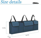 Car Trunk Organizer and Storage, Backseat Hanging Organizer for SUV, Truck, MPV, Waterproof, Collapsible Cargo Storage Bag with 4 Pockets, Car Accessories for Men and Women (Blue)