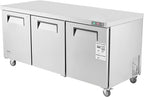 VEVOR 72" Commercial Refrigerator Sandwich & Salad Prep Table, 20 Cu. Ft Stainless Steel Refrigerated Food Prep Station with 3 Doors, Frost Free Refrigerator with Lock for Restaurant, Bar, Store