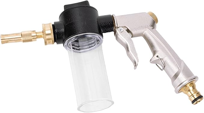 ZIMISI Car Wash Foam Gun Sprayer, Metal High-Pressure Car Wash Sprayer with 3.5oz/100cc Plastic Soap Dispenser Bottle, Adjustable Nozzle Foam Gun for Washing, Watering Plants, Floor Cleaning (Silver)