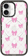 CASETiFY Impact iPhone 17 Case [Slim/Compatible with Magsafe / 8.2 ft. 4X Military Grade Drop Protection] - Bow-net Lace - Clear Black