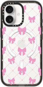 CASETiFY Impact iPhone 17 Case [Slim/Compatible with Magsafe / 8.2 ft. 4X Military Grade Drop Protection] - Bow-net Lace - Clear Black