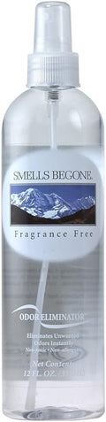 SMELLS BEGONE Air Freshener Spray - Odor Eliminator - Eliminates Odors from Smoke, Trash Cans, Pets, Cars and Boats - Fragrance Free - 12 Ounce
