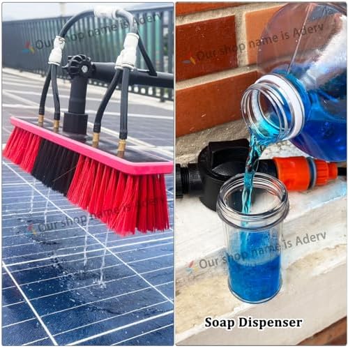 Telescopic Window Cleaning Brush Kit 3.6m-6m Adjustable Pole Water-Fed Soap Dispenser 35cm Brush Head Ideal for High Reach Window Cleaning Professional Equipment.