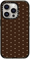 CASETiFY Impact Case for iPhone 15 Pro [8.2ft 4X Military Grade Drop Protection/Compatible with Magsafe] - Choco Dots - Clear Black
