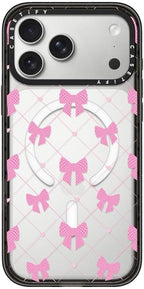 CASETiFY Impact iPhone 17 Pro Max Case [Slim/Compatible with Magsafe / 8.2 ft. 4X Military Grade Drop Protection] - Bow-net Lace - Clear Black