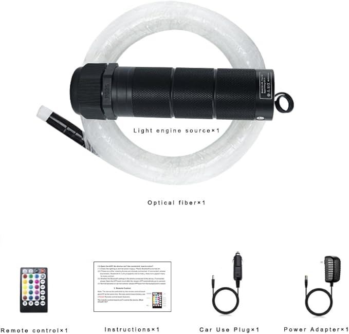 AKEPO APP 6W Mini Size Starlight Headliner Fiber Optic Lights Kit, 200pcs 0.03in/0.75mm 6.5ft/2m Optical Fibers+Music Activated Function+Remote/APP Control Star Ceiling Light Kits