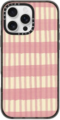 CASETiFY Impact Case for iPhone 16 Pro Max [8.2ft 4X Military Grade Drop Protection/Compatible with Magsafe] - Pink Summer Stripes - Clear Black