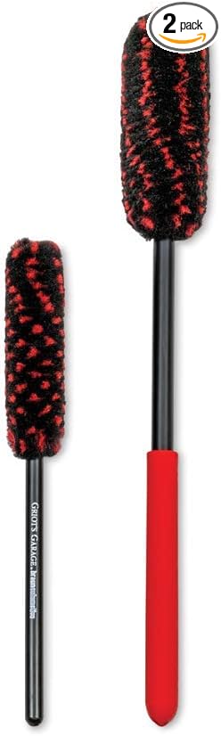 Griot's Garage Microfiber Wheel Wands for Car Detailing Wheel Barrels, Tires, and Grillework, Exterior Auto Detail Products and Supplies, Set of 2 Cleaning Brushes, Red, 15704