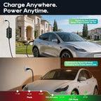 Level 1/2 Portable EV Charger for Tesla Model Y/3/S/X, Home 240V 16A (NEMA 6-20) & 120V 12A(NEMA 5-15 Adapter), Adjustable 8-16A, NACS, 25ft Cable, ETL Certified, LCD Display, Travel Bag