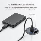 Xiwai USB 3.0 Hub Splitter, SD TF 3 Port USB Multiport Expander 60mm Desk Grommet Dock Station Micro-SD Card Reader for PC Desk Desktop