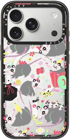 CASETiFY Impact iPhone 17 Pro Case [Slim/Compatible with Magsafe / 8.2 ft. 4X Military Grade Drop Protection] - Opossum Symposium - Clear Black