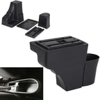 AULPHIKE Compatible with Nissan Note Armrest 2016-2018 Car Center Console Organizer Armrests Double Layer Storage with 3 USB（Black）