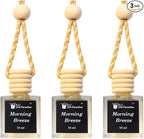 Gift Paradise® Fresh Clean Morning Breeze Car Air Freshener Set of 3 (10 ml Each) – Hanging Diffuser Bottles with Wooden Cap, Linen Breeze Scent for Car, Closet & Office, Long-Lasting Air Freshener