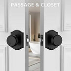 Interior Pismo Doorknobs for Hall, Black Door Knobs with Camelot Trim, Heavy Duty Door Knob with Lock