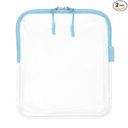 BORSALI TSA Approved Toiletry Bag - Clear Quart Size for 3-1-1 Carry On Travel - Makeup Organizer Cosmetic Pouch with Zipper - Travel Accessories - Light Blue