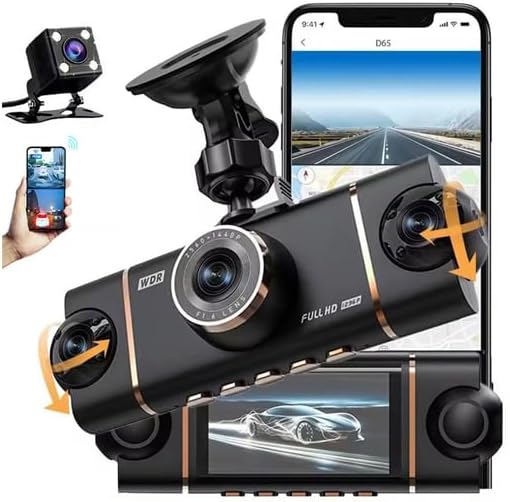 4 Channel Dash Cam for Cars Front Rear Inside & Left Right,360° Dash Cam Front Rear Inside & Left Right, 4K+1080P*3 FHD Car Camera, 5GHz WiFi & App Control,24H Parking Mode,G-Sensor,Loop Recording
