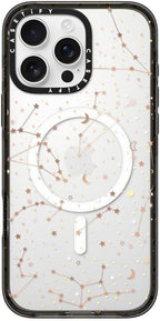 CASETiFY Impact Case for iPhone 16 Pro Max [Slim / 8.2 ft. 4X Military Grade Drop Protection/Compatible with Magsafe] - Space Pattern On Clear Background - Clear Black