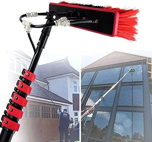 Teles Window Cleaning Pole with Hose Spray Kit - Ideal for Outdoor Solar Panel Cleaning & Maintenance, Extendable Reach for Effortless Cleaning