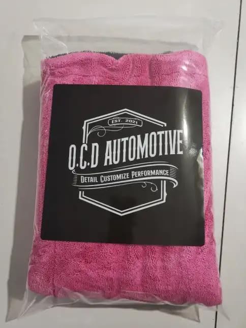 1500gsm Scratch Free XL Ultra Absorbent Pink Mega Microfiber Professional Car Drying Towel, Twisted Loop 24" x 36" for Detailing Cars (1)