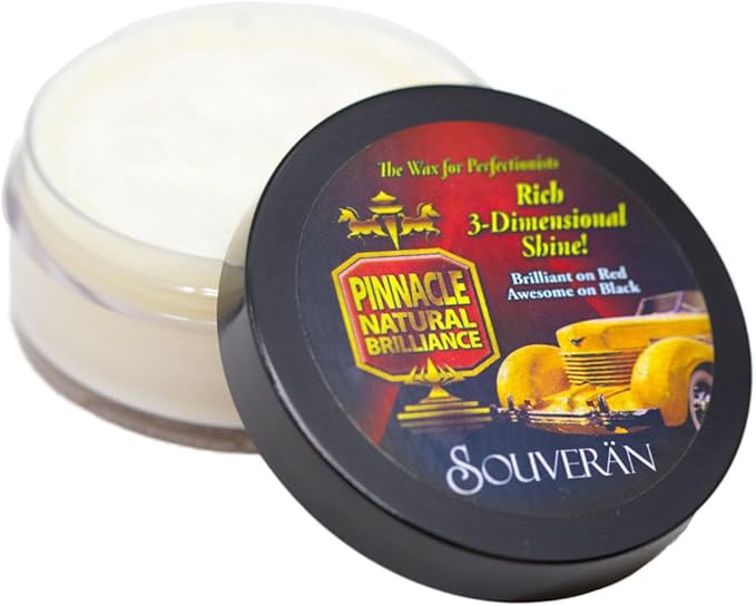 Pinnacle Natural Brilliance Souveran Wax | Hand-Poured Carnauba Wax for Deep, Rich Shine | Enhances Gloss & Clarity for Stunning Paint Finish | PIN-312-S | 3oz