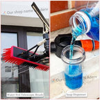 Telescopic Window Cleaning Brush Kit: 3.6-6M Extendable Water Fed Squeegee with Soap Dispenser Perfect for Home & Car Cleaning 35cm Brush Head for Streak-Free Shine