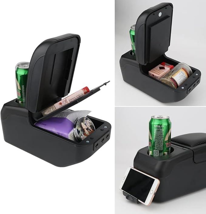 AULPHIKE Compatible with Ford Fiesta Armrest 3 2011-2018 Center Console Organizer Armrests Double Layer Storage Space with USB Ports