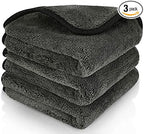 BMLEI Microfiber Car Cleaning Cloths,1200 GSM Ultra Thick Microfiber Towels for Cars, Soft Car Drying Towel for Washing, Polishing and Auto Detailing 16'' x 16'' (3 Pack)