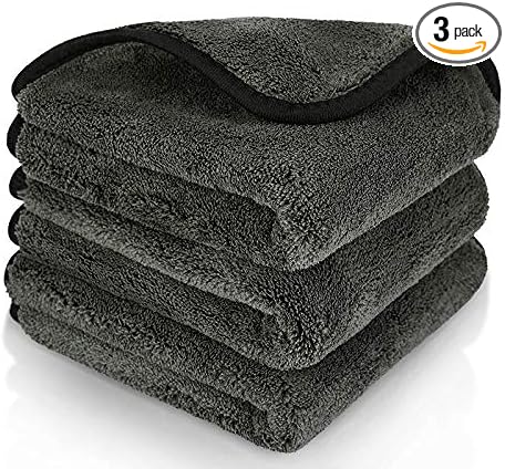 BMLEI Microfiber Car Cleaning Cloths,1200 GSM Ultra Thick Microfiber Towels for Cars, Soft Car Drying Towel for Washing, Polishing and Auto Detailing 16'' x 16'' (3 Pack)