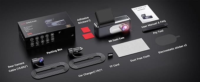 Dash Cam Front Rear,4K HD Dual Dash Camera for Cars,Included 64GB Card,Built-in Wi-Fi GPS 5G,170°Wide Angle,3.2" IPS Screen,Night Vision,Loop Recording,HDR,App Control,24H Parking Mode