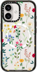 CASETiFY Impact Case for iPhone 16 [Slim / 8.2 ft. 4X Military Grade Drop Protection/Compatible with Magsafe] - Spring Botanicals 2 - Clear Black