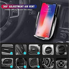 Automatic Clamping Cell Phone Mount Holder for Car Air Vent | Wireless & Fast Charging | Infrared Smart Sensors | Compatible with Qi Devices, iPhone 8/Samsung S6 or Later Models (Black, 10W)