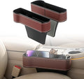 Car Seat Gap Filler Organizer, 2026 New Premium Leather Console Organizer for Holding Phone, Sunglasses, Auto Console Side Storage Box with Cup Holders 2 Seat Hooks for Drink (Brown, 1Set)