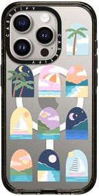 CASETiFY Impact iPhone 15 Pro Case [Slim/Compatible with Magsafe / 8.2 ft. 4X Military Grade Drop Protection] - Beachy Vacay BY Brook GOSSEN - Clear Black