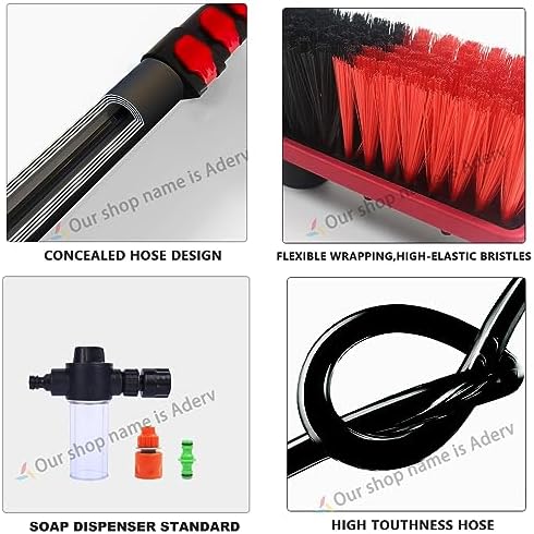 Telescopic Window Cleaning Brush Kit 3.6m-6m Adjustable Pole Water-Fed Soap Dispenser 35cm Brush Head Ideal for High Reach Window Cleaning Professional Equipment.