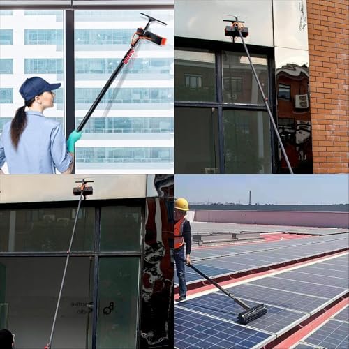 Telescopic Window Cleaning Pole with 50cm Brush Head, 9m Retractable Water Supply Kit for Efficient Solar Panel & Home Cleaning, Extendable Reach for Easy Use