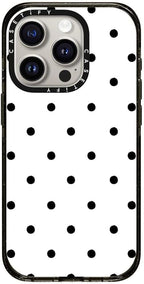 CASETiFY Impact Case for iPhone 15 Pro [8.2ft 4X Military Grade Drop Protection/Compatible with Magsafe] - Classic Dottie - Blank Slate - Clear Black