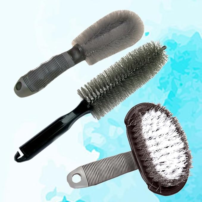 Wheel Cleaning Brush Set Multipurpose Nylon Bristle Car Wheel Rim Tire Cleaner for Cars Motorcycles Bicycles with Scratch-Free Flexible Design