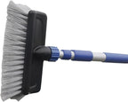 Camco Flow-Through Wash Brush with Push Button Telescoping Handle - Connect to Standard Water Hose to Clean Your Vehicle | Great for RV, Truck Boat and Car Washing - (41960)