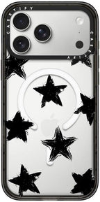 CASETiFY Impact iPhone 17 Pro Max Case [Slim/Compatible with Magsafe / 8.2 ft. 4X Military Grade Drop Protection] - Star Marks - Clear Black